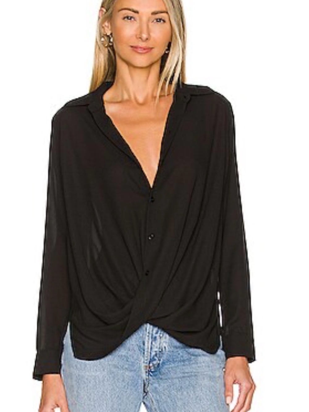 Krisa Suplice Button Blouse Black Small EUC